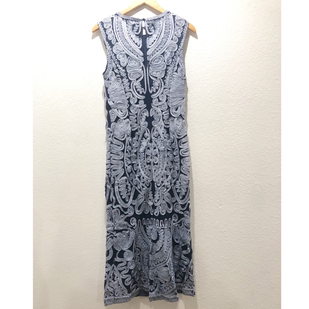 Nwot Js Collections Soutache Midi Dress Navy Sky - image 3